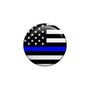 1.25 " Pin Flat back Button Keyring Badge Reel Cover - Thin Blue Line Flag
