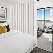 Hiasan Blackout Patio Sliding Door Curtain Extra Wide Thermal Insulated Blind Privacy Room Divider Curtain with Back Tab & Rod Pocket for Bedroom Partition Glass Door (100 x 84 Inches, Ivory)