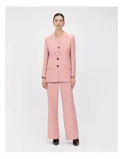 [Veronika Maine] Stripe Twill Longline Blazer in Pink