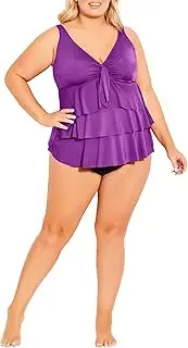 [AVENUE] Women's Plus Size Tankini Ruffled