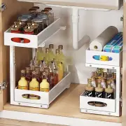 Under Sink Organizer, 2-Tier Pull-Out Cabinet 2 pack, White