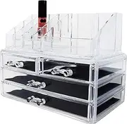 HOTPINKY Clear Makeup Organizer Clear Cosmetic Storage Organizer, Makeup Organizer for Cosmetics, Jewelry, Hair Accessories, Cosmetic Display Case for Vanity, Bathroom Counter or Dresser