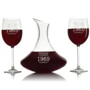 Limited Edition Custom Engraved Wine Decanter & 18oz Wine Glasses Set - 3 pcs