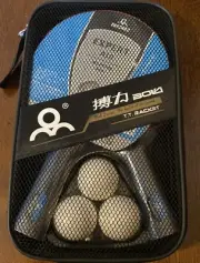 1 Pair Professional Table Tennis PingPong Racket Paddle Bat+3pcs Balls Bag Set