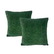 2pc Cloud Linen Minerva Velvet/Feather 50cm Embroidered Cushion Square Emerald