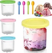 [XSYKJGS] Ice Cream Containers for Ice Cream Set of 4 Homemade Containers for Ninja Creami Ice Cream Maker Tubs Accessories for NC301 NC300 NC299AMZ Series, BPA-Free, Dishwasher Safe, Leak-Proof