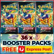 Pokemon Sword & Shield Crown Zenith Booster Box Equiv - 36 Packs - free express!