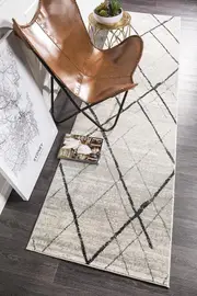 Rug Culture Bone Ivory & Grey Scandi Durable Runner Rug