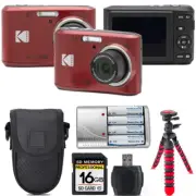 Kodak Pixpro FZ45 Camera (Red) +Extra Battery +Tripod +Case -16GB Kit