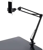 Cell Phone Holder, Adjustable Phone Stand Flexible Gooseneck Mount Clip Lazy Long Arm Clamp Accessories for Bedroom Desktop Office Bed Tablet Desk Mount for Video Recording