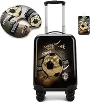 [Inprof] Kid’s Luggage Set 2 Piece Suitcase Set 16’’ Hardside Luggage with Spinner Wheels Girls Boys Carry on Luggage Travel Rolling Luggage Airline Approved, Boy Football, 16 inch