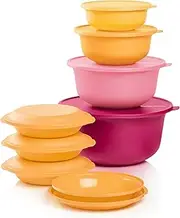 [Tupperware] Aloha Home Collection 16 Piece Food Storage Set in Multi Colors, Dishwasher Safe and BPA Free (4 Containers, 4 Plates, 8 Lids)
