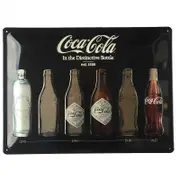 Coke Timeline Black Metalic Embossed Tin Sign 30x40cm