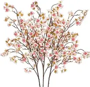 Uieke Silk Cherry Blossom Branches, 40.5in Artificial Cherry Blossom Flowers Long Stems Fake Flowers Vase Arrangements for Wedding Home Japanese Decor, Set of 3, Pink