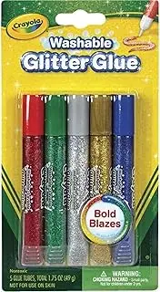 CRAYOLA 69-3522 Washable Glitter Glue; Art Tools; 5 ct.; 5 Sparkly Colors; Great for Arts and Crafts, Great for Sparkle Slime, Decorating Projects