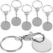 6Pcs Stainless Steel Shopping Trolley Tokens with Keychains Key Ring Decorations for Shopping Carts Lightweight and Portable Trolley Removers for Easy Use