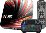 Android TV Box, Smart Android 10.0 TV Box 4GB RAM 64GB ROM RK3318 Quad-Core Cortex-A53 CPU Support 2.4G/5G WiFi BT 4.0 USB 3.0 10/100M LAN 3D 4K HD Media Box with Keyboard,4gb+64gb