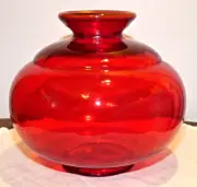 Fenton #4558RU-2008 Bulbous Ruby Vase, Hand Blown