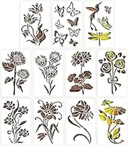 Flower Painting Template | Flower Stencils for Painting Wood | Reusable Stencils Artists' Drawing & Lettering Aids Floral Templates Stencils for Painting Wood