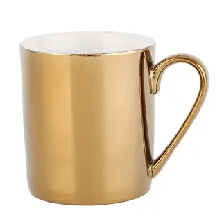 熱金色陶瓷鍍金餐盤子 創意早餐甜點盤收納托盤咖啡杯馬克杯