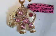 Betsey Johnson Crystal Elephant Fashion Ladies 28 Inch Pendant Chain Necklace