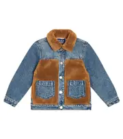 [Scotch & Soda Kids] Scotch & Soda Kids Faux-shearling trimmed denim jacket Y 10 multicoloured