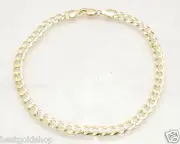 5.7mm Solid Curb Cuban Link Ankle Bracelet Anklet Real 14K Yellow Gold