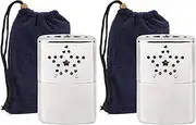 2pcs Portable Metal Hand Warmer with Pouch for Fishing Camping Hiking