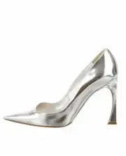 Christian Dior Songe Silver-Tone Leather D-Stiletto Pumps Point Toe Heels-Sz 40D
