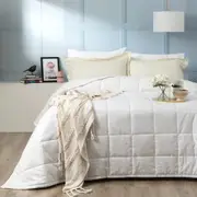 Ddecor Home Checks 500 TC Cotton Jacquard Comforter Set Bed White
