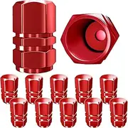 Tire Valve Caps, Premium Metal Rubber Seal Tire Valve Stem Caps, Dust Proof Covers Universal fit for Cars, SUVs, Bike and Bicycle, Trucks, Motorcycles (Red)