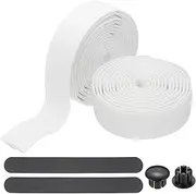 uxcell Bike Handlebar Tape, 2 Rolls 6.6 Feet Bike Grip Tape High-Elasticity EVA Foam Cycling Handle Wraps Comfortable Non-Slip Shock Bicycle Wrap with End Plugs for Road Bike, White