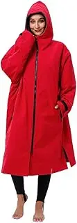 NUZAMAS Waterproof Changing Robe Surf Poncho Swim Robe Stay Warm Long-sleeved Double-Layer Waterproof Hooded for Swimming Surfing Bathing Unisex M Size