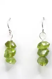 Peridot Natural Green Gemstone 10mm Faceted .925 Sterling Silver Earrings 1 1/4"