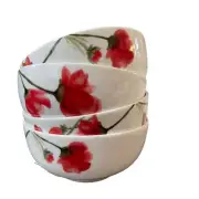 Mikasa Kiera Red Poppy Dessert Tidbit Bowl 4.5” Set of 4 Floral Bone China NWT