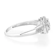 1/10 Carat Diamond Cluster Ring in Sterling Silver, Q