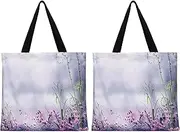 [HKAENE] Canvas Tote Bags,2 Pcs Tote Bags Multi-Purpose Reusable Canvas Bags Use For Grocery Bags,Shopping Bags,Beach Bags