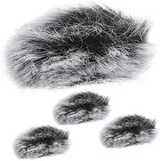 Abaodam 4Pcs Microphone Windscreen Furry Cover Protective for Lavalier Microphone for Recording Meeting Stage and Office Use