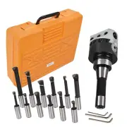 12 Pcs 3/4" Carbide Boring Bars 3'' Precision Boring Head With R8 Shank Set
