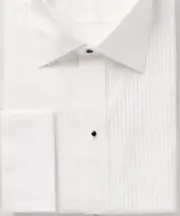 Canali Men’s Size 43 Pleated Double-Cuff Cotton-Poplin Tuxedo Shirt White NWT