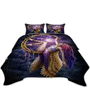 Fantasy Art Purplish Moon Light Aerial Angel Coverlet