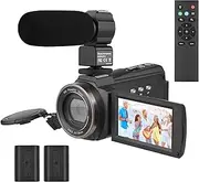 Domary 4K/60FPS 48MP WiFi Digital Video Camera Set 1 Camcorder Recorder + 1 Microphone + 1 Remote Control + 2 Batteries with 16X Zoom 3 Inch Touchscreen IR Infrared Night Sight