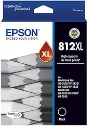 [Epson] 812XL - High Capacity - Ultra Black Ink Cartridge for XP-5100 WF-2860, Single Pack, C13T05E192