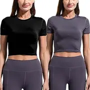 [YUSHOW] Pack of 2 Sports Long Sleeve Women's Workout Shirts Women Long Sleeve Top Yoga Tops Running Shirt Breathable