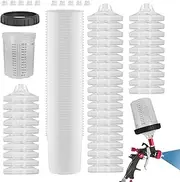 Paint Measuring Cup with Lid - 50-Piece Mixing Cups for Car Spray Painting, Transparent Cups with Measuring Scale | Paint Supplies for Vehicles, Easy Paint Mixing for Workshop, Paint Technology and