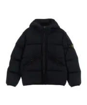 Stone Island Junior Logo Patch Hooded Down Jacket 12,8Y,14Y,6,12Y,10Y black