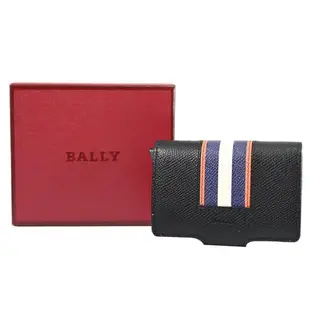 BALLY 6236611 SMART WALLET 品牌條紋彈出式卡片包.黑