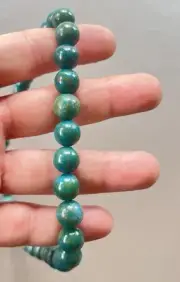 NEW 925 Sterling Silver Blue Wooden Jasper Bead Necklace 18”