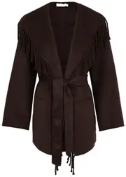 Jonathan Simkhai Rowen Brown Fringed Wool-blend Jacket - Chocolate - XS XS
