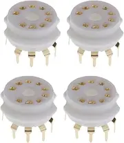 xioaue 4PCS Ceramic 9 Pin Gold PCB Vacuum Tube Socket for 12AX7,12AT7,12AU7,ECC83,ECC82,E88CC, 6922,6p1